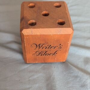 Writer's Block Wooden Pen Holder - Warm Brown